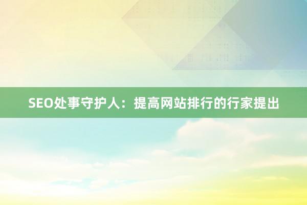 SEO处事守护人：提高网站排行的行家提出